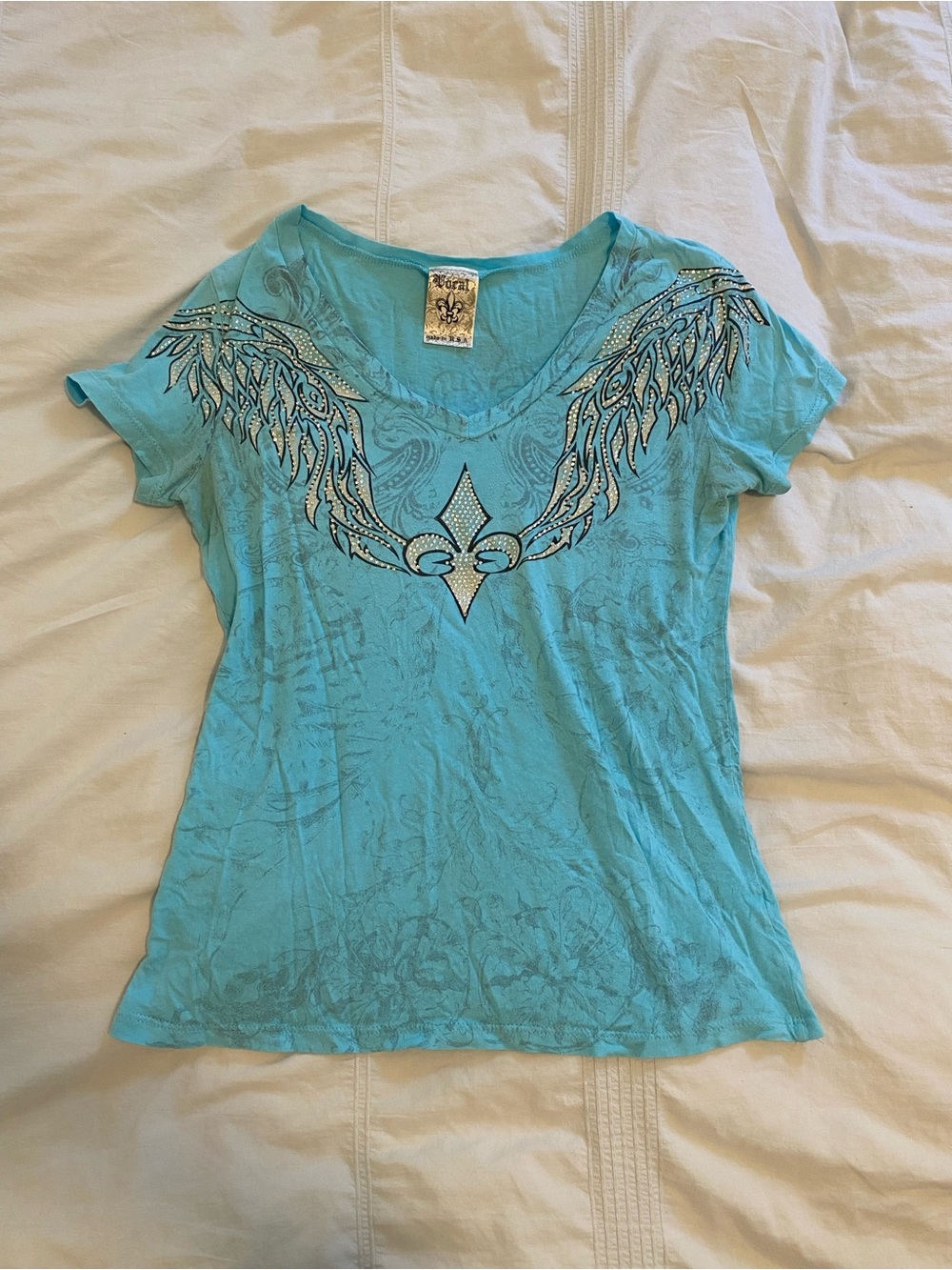 Y2K sequinned grungy Angel wing top
